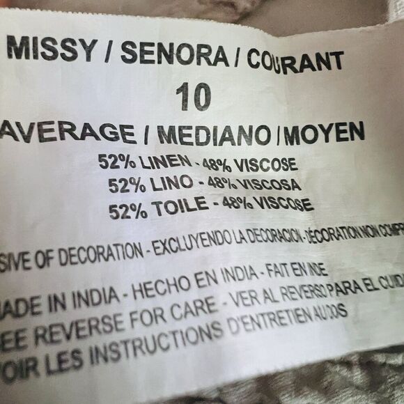 Bandolino Colette Cream Color Linen Blend Side Tie Lightweight Capri Pants - 10 - Picture 9 of 9